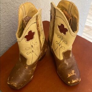 Vintage toddler, Brown and Cream Western Cowboy Boots